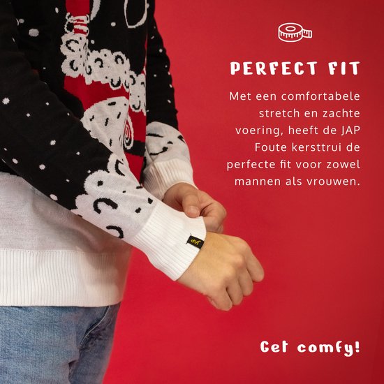 JAP Christmas Kersttrui met lichtjes (maat XL) - 100% Gerecycled - Kriebelt niet - Kerstcadeau volwassenen - Foute Kersttrui dames en heren - Holly Jolly - Zwart