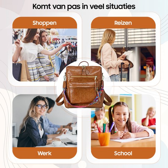 Glennoo rugzak - Rugtas dames - Waterdicht - Klein - Anti-diefstal Vakje - Rug-, Schouder-, Handtas