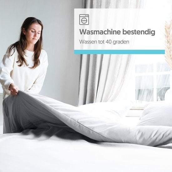 Dreamlab Dekbedovertrek set - 140 x 200/220 cm - Beddengoed met kussensloop - Een persoons - Vier seizoenen - Microvezel - Wit