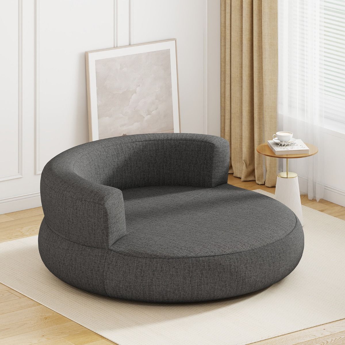 Coast Opblaasbare Bank - ergonomisch ontwerp - afneembare hoes - grijs - 160 x 164 x 61 cm