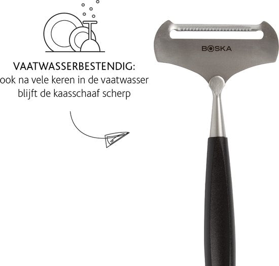 Boska Kaasschaaf Zacht Milano+ - Kaasschaaf voor jonge kaas - RVS - Vaatwasserbestendig – Kaasschaaf Zwart - Cadeautips - Keukengerei - Keuken accessoires - 10 jaar garantie