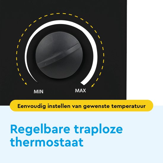 BRASQ Elektrische Convectorkachel - Verstelbare thermostaat - Elektrische Kachel - 750/1250/2000 watt - Verwarming - Zwart
