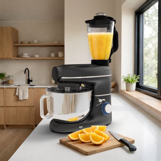 Fentic Keukenmachine – 2000W – Keukenrobot – Foodprocessor - 6,2L Mengkom – Incl. Vleesmolen, Blender en extra Accessoires – Zwart