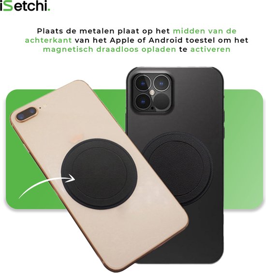 iSetchi MagSafe Magneet Platen Set universeel (2 stuks verpakking) - Voor Draadloze Opladers - Magneet Sticker Ring voor Telefoonhouders en MagSafe Accessoires - Geschikt voor alle Telefoons en Hoesjes