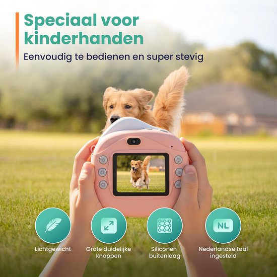ODESSEY Kindercamera met Printer - Full HD - Selfie Camera - 32GB SD Kaart - Foto - Video - Spelletjes - Digitale Camera Kinderen - Fototoestel voor kinderen - Roze