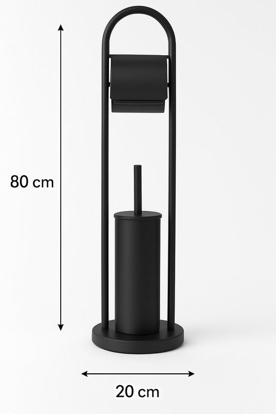 Ceruzo Toiletbutler Vrijstaand – Zwart RVS – Luxe WC Rolhouder – 80 cm Hoog – Modern Design