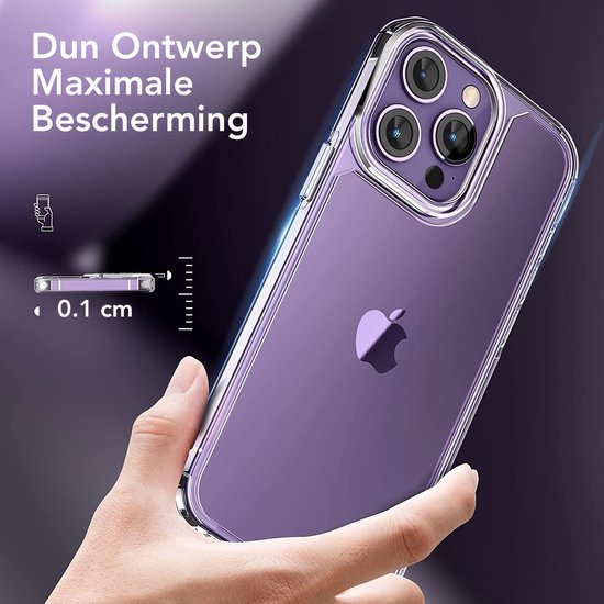 Podec Hoesje Transparant - Bundel met 2x Screenprotector + 2x Cameraprotector - Telefoonhoesje met Beschermglas - Case Doorzichtig - Geschikt voor iPhone 14 pro max