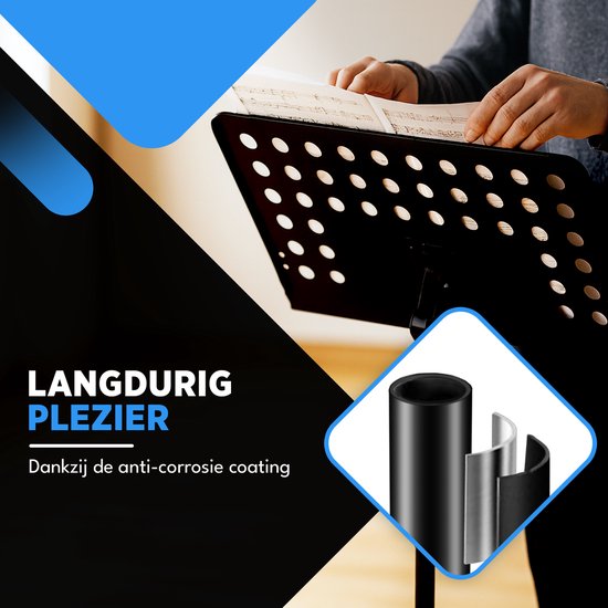 Finesse Muziekstandaard voor Bladmuziek met Telefoonhouder - XL - Opvouwbaar - met Draagtas - voor Tablet - Zwart