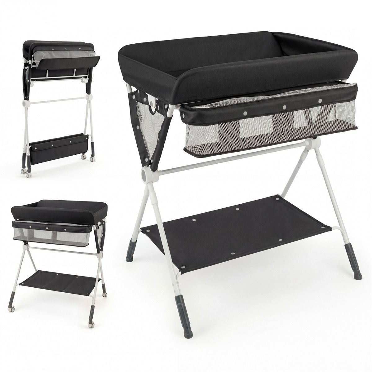 Coast Opvouwbare Commode - 3-voudig verstelbare hoogte - Met opbergruimte en wielen - 81 x 66,5 x 95-101 cm