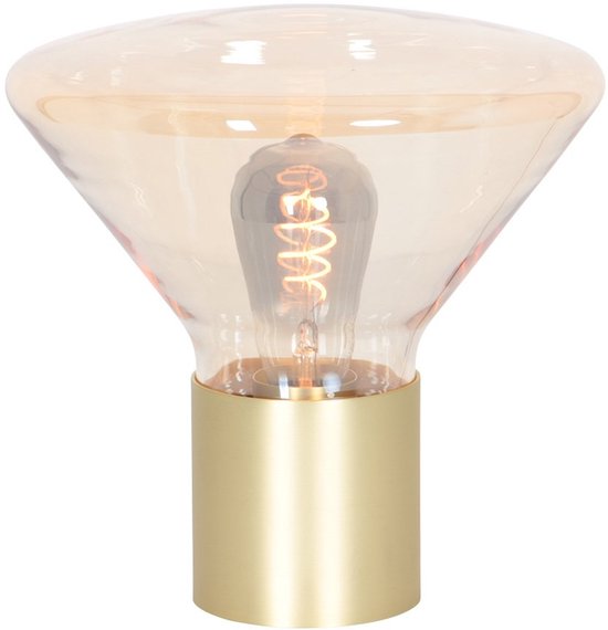 Tafellamp Ambiance 3401ME - Eigentijds messing met amberkleurig glas - Steinhauer - Binnen Gebruik