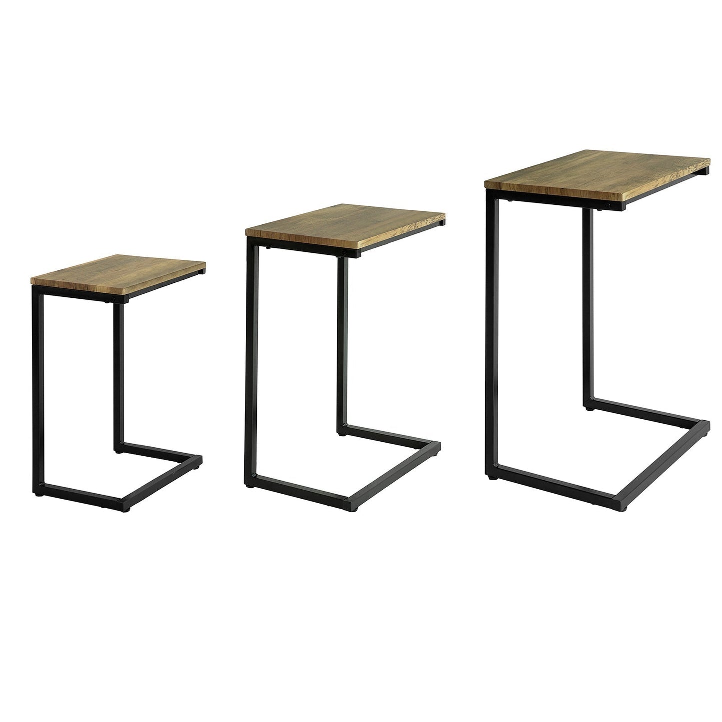 SoBuy Set van 3 salontafels - Inschuifbaar - Bijzettafels - Max. 20KG - 34 x 51 x 26 cm - Houtkleur