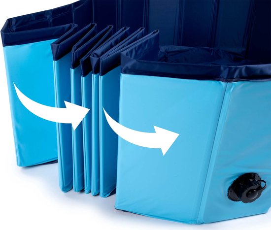 maxxpro Hondenzwembad - 160 x 30 CM - Grote Hondenrassen - Opvouwbaar Honden Bad - Anti-Slip Bodem - met Leegloopventiel - Blauw