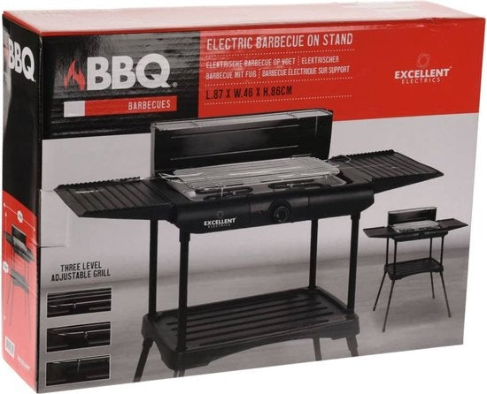 Excellent Electrics Elektrische Barbecue - Grilloppervlak (LxB) 36x24 cm - 2000W - Zwart
