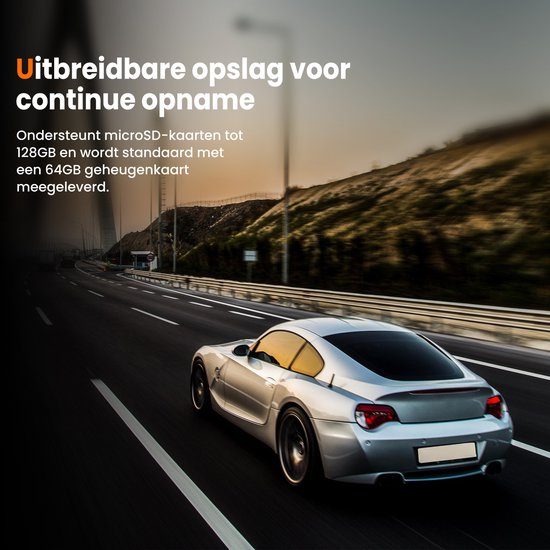 Dashcam voor Auto Voor en Achter - 4K en 64GB - Dual Dashcam - G-sensor en Time-lapse Functie - Zwart - van Faas