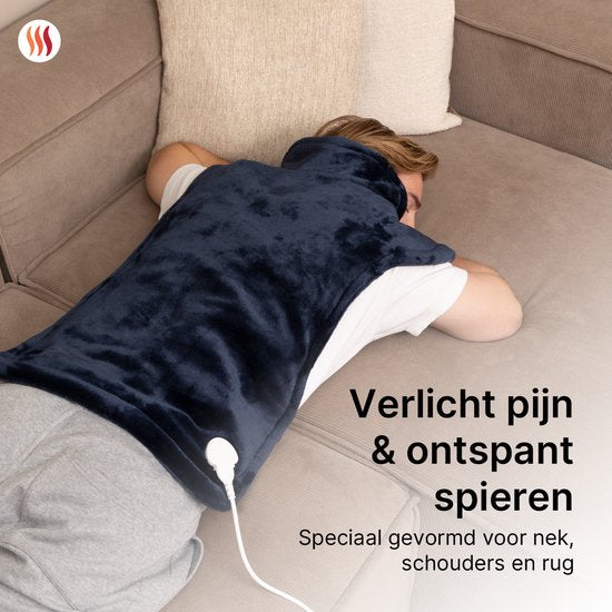 Seranova Verzwaard Elektrisch Warmtekussen voor Rug, Schouders en Nek - Heating Pad - Verwarmingskussen - 1.3KG - 100w - Blauw