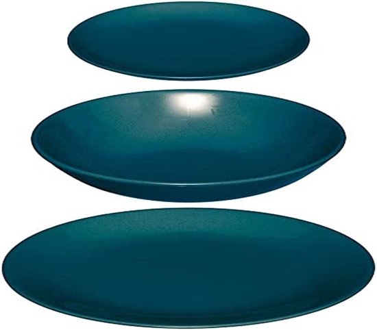 Secret de gourmet Servies set Colorama uni - 18-delig - blauw - dinerservies - tafelservies - 6 personen