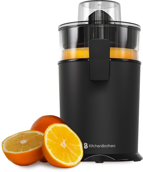 KitchenBrothers Citruspers - 0.5L - Handmatig - Sinaasappelpers en Citroenpers - BPA-Vrij - Met Uitloop - Zwart