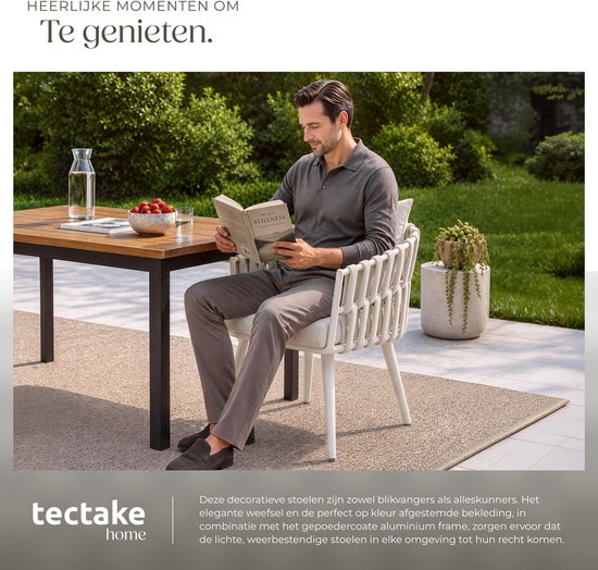 tectake® Tuinstoel Lugano - Loungestoel met Aluminium Frame - Buitenstoel in Rope-Design - Buiten Fauteuil met Dikke Kussens - Voor Tuin of Balkon - Terrasstoel - UV- en Weerbestendig - Antraciet