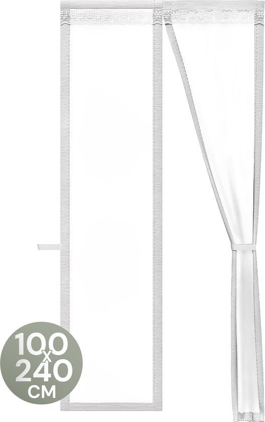 O'DADDY® Deurgordijn Deluxe FIBER - Magnetisch Vliegengordijn - Voor Nieuwbouw en Standaard Deuren - Eenvoudige Installatie - Deurhor Wit - 100x240 cm