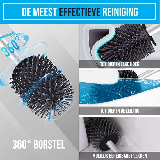 Strex Toilettenbürste Silikon mit Halter Schwarz – Schnelltrocknend, hygienisch & antibakteriell wirkend – WC-Bürste – Toilettenbürstenhalter