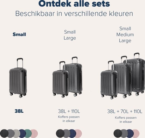 TRVLMORE Handbagage Koffer met Wielen - Cijferslot - 54x36x20cm - 38L - Donkergrijs