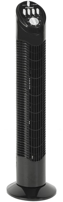 Bestron Torenventilator, Ventilator met 3 snelheidsstanden & 75° graden draaifunctie, incl. Timer, hoogte: 78 cm, 35W, AFT760Z, kleur: zwart