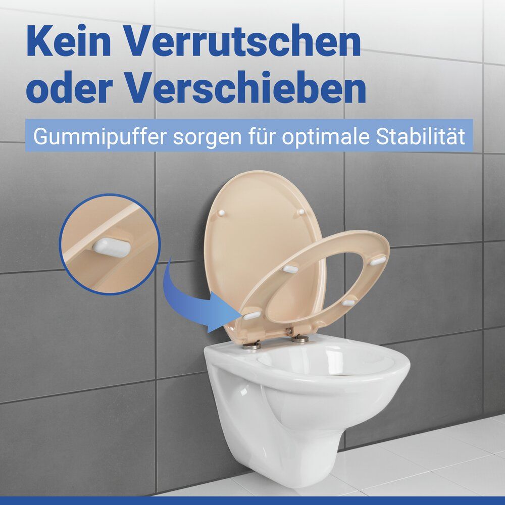 WENKO Ottana Toiletbril Beige - Duroplast - Easy-Close - Fix-Clip