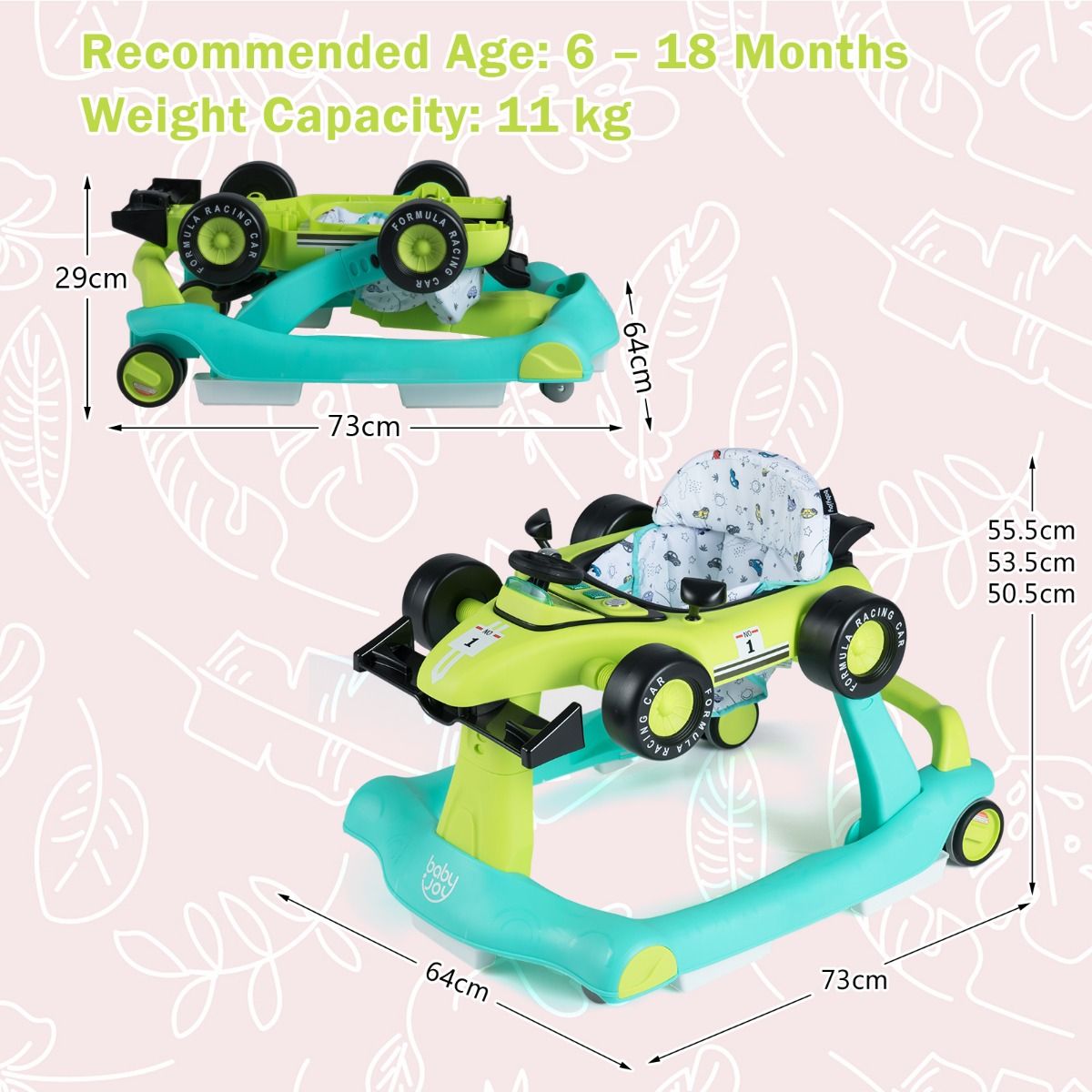 Coast 4-in-1 Babyloopwagen - verstelbare hoogte en snelheid - opvouwbaar - zwart