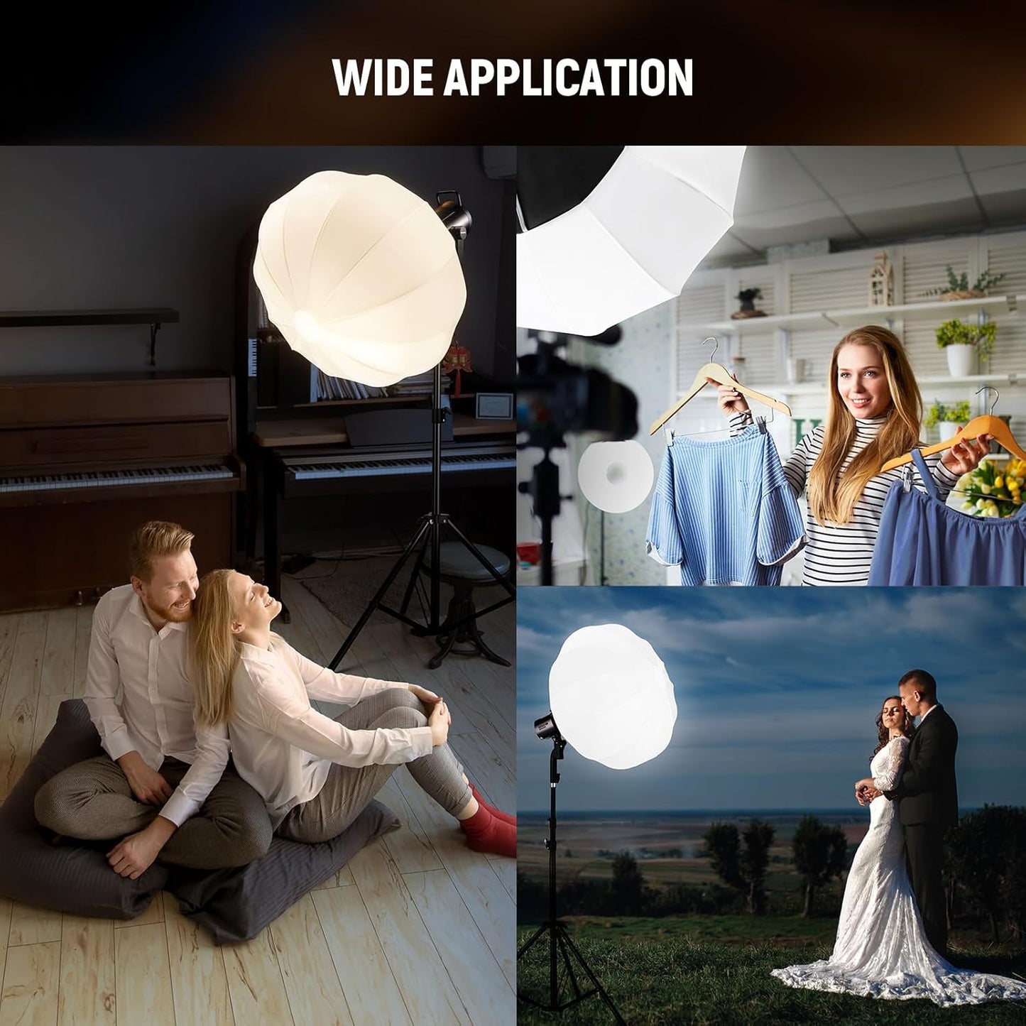 Neewer 50cm Lantaarn Softbox Wit - Quick Release 360° Lichtdiffuser met Bowens Mount voor LED Videolampen