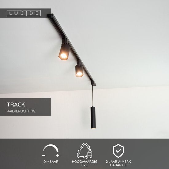Lucide TRACK Opbouwrail - 1-fase Railsysteem / Railverlichting - 1 meter- Zwart (Uitbreiding)