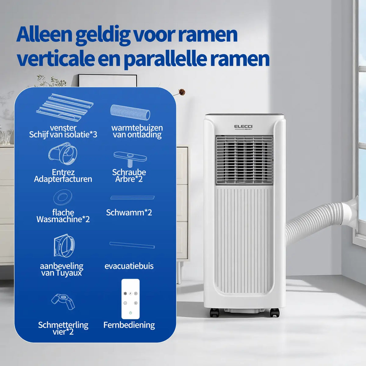 ELECCI Mobiele Airco - 6000 BTU - 4-in-1 - Energieklasse A