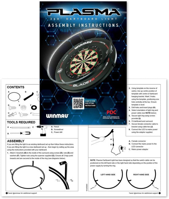 Winmau Plasma Ice Light Pro-Line Surround Bundel wit