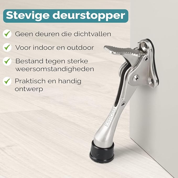 Essible Deurstopper RVS Brons – 13 x 4 cm – Verstelbare Deurvastzetter met Voetbediening
