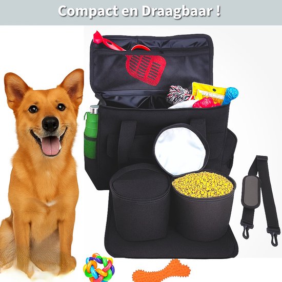 Honden Reistas – Hondentas met Voercontainers – Travel Bag - Hond of Kat -37x15x30 cm