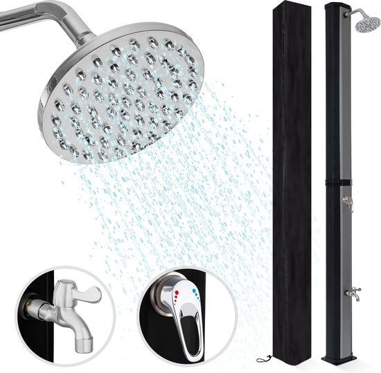 LifeGoods Buitendouche - Solar - 360° Draaibare Douchekop - 35L - Zwart/Zilver