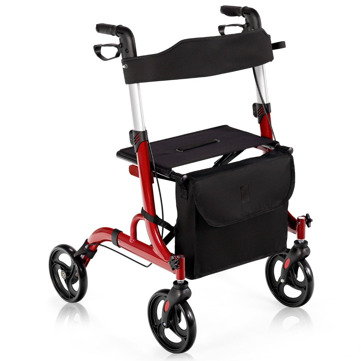 Coast 2 in 1 rolstoel en reiserollator met stoel- en tas en pitchhouder opvouwbaar en lichtrood
