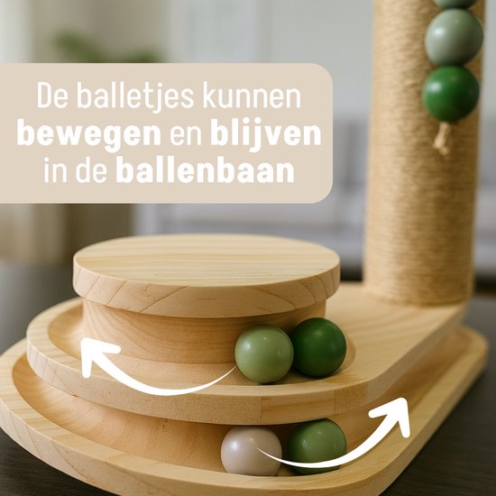 By Cee Cee Krabpaal - Krabpaal voor Katten - Katten Krabpaal - Houten Kattenspeelgoed - Ideaal Voor Meerdere Katten - 38x24.5x47.5cm - Noa