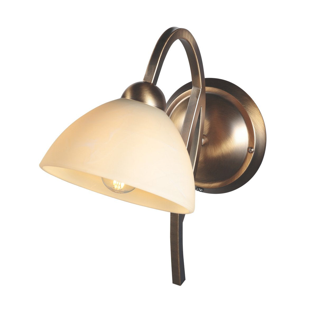 Anthea 4328BR – Klassieke wandlamp met bronskleurig armatuur en marmerlook glazen kap van 17 cm, E27 fitting, Steinhauer
