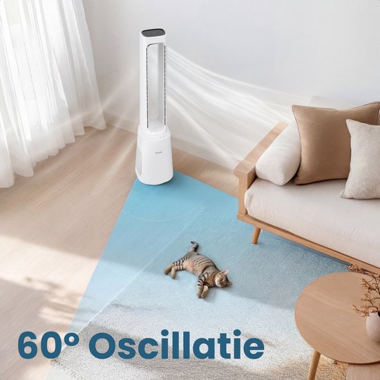 Auronic Torenventilator - Bladeless Model 2 in 1 - Luchtreiniger met HEPA-filter - Ventilator - 10 Standen - Afstandsbediening - 105 cm - Wit