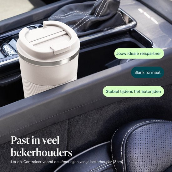 Castagnola Thermosbeker - Koffiebeker To Go - Travel Mug voor Koffie en Thee - Theebeker - 510 ML - RVS - Offwhite