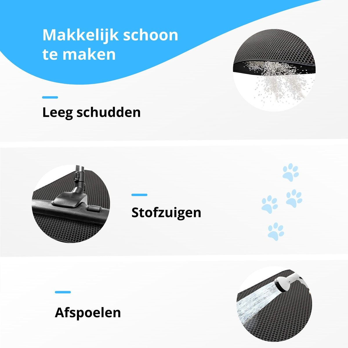 Tenify Kattenbakmat + Extra Kattenbak Schepje - 40 x 50 cm - Waterdicht - Dubbele laag - Honingraatstructuur - Uitloopmat - Mat