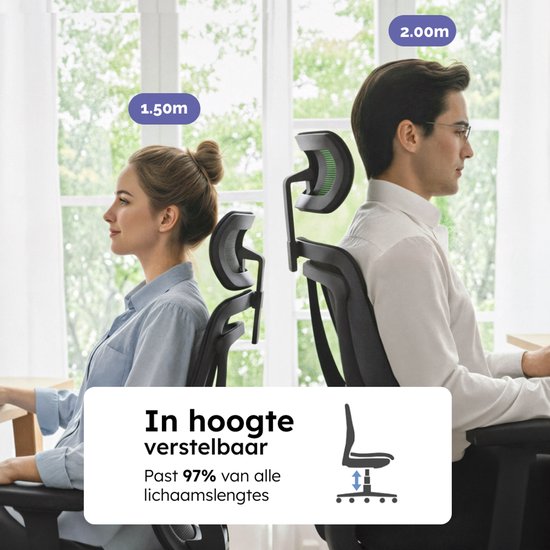 Roveo Ergonomische Bureaustoel - Office Gaming Chair - Volwassenen Game Stoel - Gamestoel - Zwart