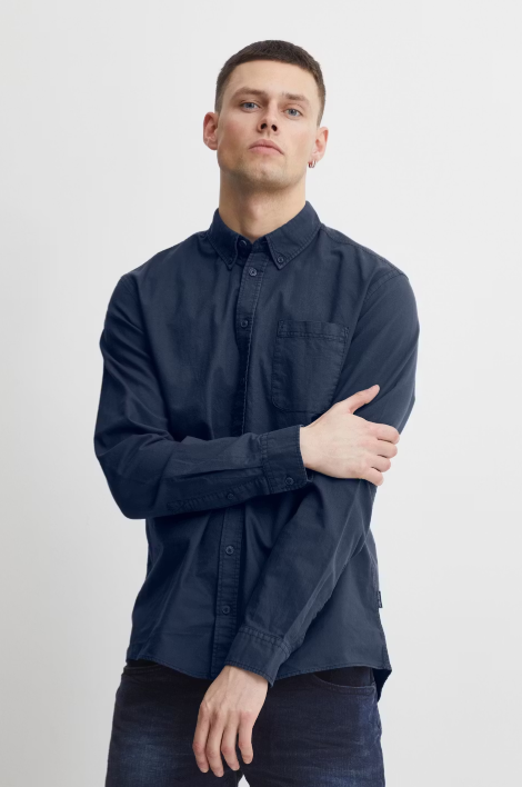 Blend Overhemd Oxford Dress Blues - Maat M - Stijlvol Casual Herenoverhemd