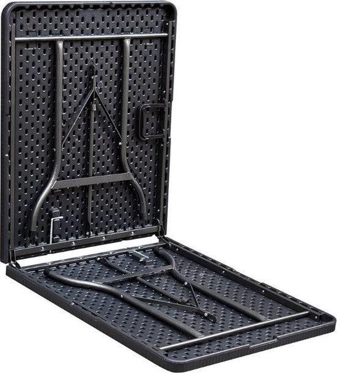 ERRO Vouwtafel - Campingtafel - inklapbare tafel - plooitafel - houtlook - 180x74cm - zwart