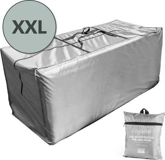 Chefarone Beschermhoes Tuinkussens - Extra groot 60x175 cm - Opberghoes Tuinmeubels, Loungeset en Ligbed - Kussentas voor Loungekussens - Tuinkussenhoes Waterdicht - Weerbestendig - UV-bescherming - Grijs