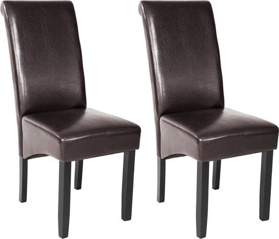 tectake® - 2x Eetkamerstoel Eetkamerstoelen set - ergonomisch - bruin - 401294