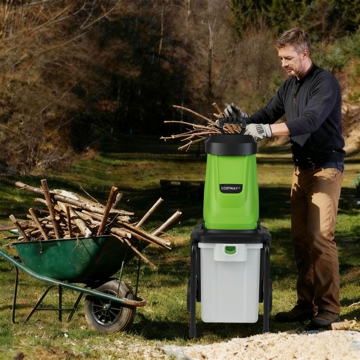 Coast Elektrische tuinversnipperaar - 2800 W motor - 50 liter opvangbak - groen en zwart