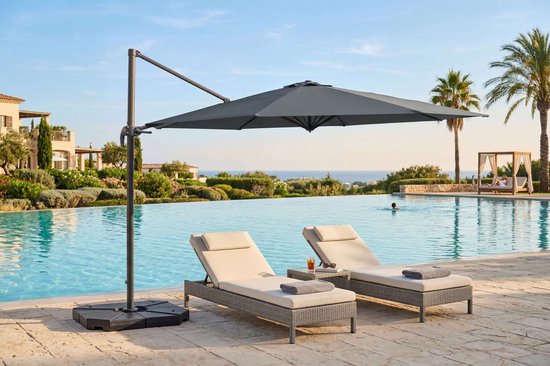 Feel Furniture - Luxe Parasol - Roma 4 x 4 Meter Octagon - Donkergrijs
