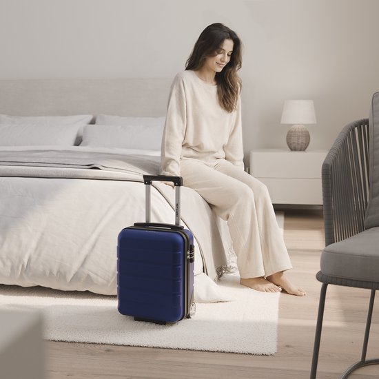 TRVLMORE Handbagagekoffer - 40x30x20 cm - Underseater - 24L - TSA-slot - 2 Wielen - Donkerblauw