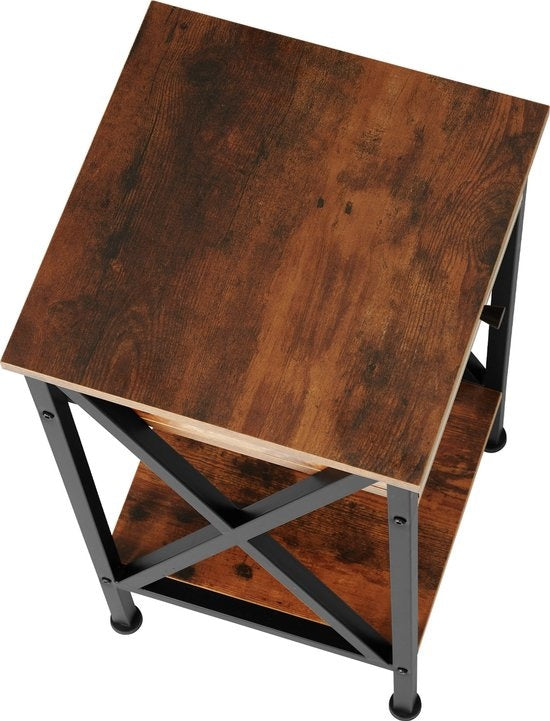 tectake® - Bijzettafel Dayton - industrieel - donkerbruin - 35 x 35 x 70,5 cm - 404451